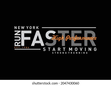 Vector illustration on a theme of run and running in New York City. Vintage design. Grunge background. Number sport typography, t-shirt graphics, poster, print, run, banner, flyer, postcard