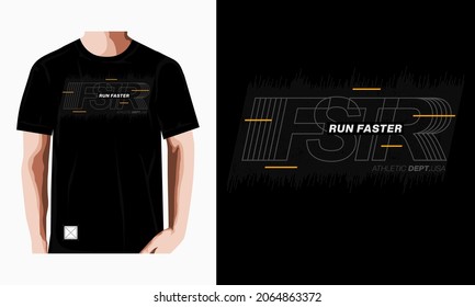 Vector illustration on the theme of run and running. Typography, t-shirt graphics, print, poster, banner, flyer, postcard - Vector