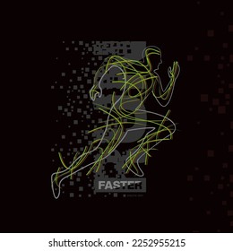 Vector illustration on the theme of run .Abstract background. Typography, t-shirt graphics, print, poster, banner, flyer, postcard