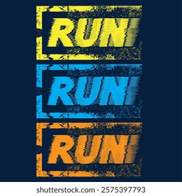 Vector illustration on a theme of run and running.  Sport typography, t-shirt graphics, poster, print, banner, flyer, postcard