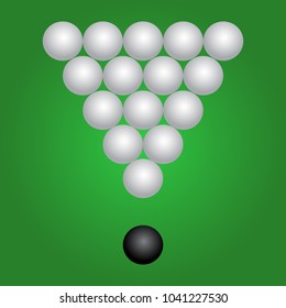 Vector illustration on a theme Russian billiards. Pyramid of billiard balls. Flat design.