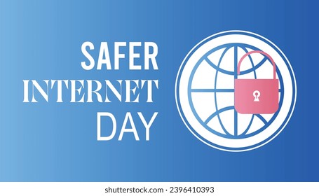 Ilustración vectorial sobre el tema del Día de Internet más seguro que se observa cada año durante febrero.banner, vacaciones, afiche, tarjeta y diseño de fondo.