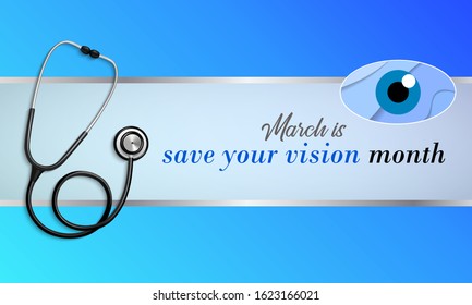 Vector illustration on the theme of Save your Vision Month of March.