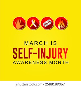 Vector illustration on the theme of Self Injury Awareness Day In honour of Adolescence, which occurs annually on March 1st.. Best for banners, posters, and social media posts.