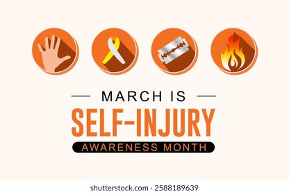 Vector illustration on the theme of Self Injury Awareness Day In honor of Adolescence, which occurs annually on March 1st.. Best for banners, posters, and social media posts.