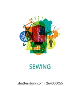 Vector illustration on the theme of sewing
