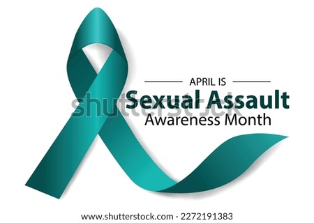 Vector illustration on the theme of Sexual Assault awareness Month of April.text and teal ribbon . Poster , banner design template design