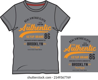 Vector illustration on the theme of skate and skatingboard. Slogan: Brooklyn. Typography, t-shirt graphics, poster, print, banner, flyer, postcard