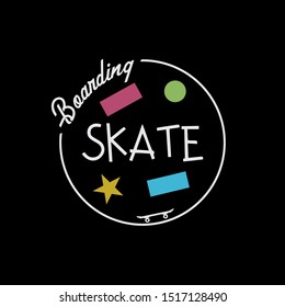 Vector illustration on the theme of skateboard and skateboarding. Stump typography, t-shirt graphics, print, poster, banner, flyer, postcard
