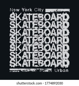 Vector illustration on the theme of skateboard and skateboarding in New York City. Sport typography, t-shirt graphics, print, poster, banner, flyer, postcard