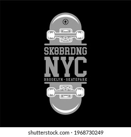 Vektorgrafik zum Thema Skateboard und Skateboarden in Brooklyn. Sporttypografie, T-Shirt-Grafik, Druck, Poster, Banner, Flyer, Postkarte usw.