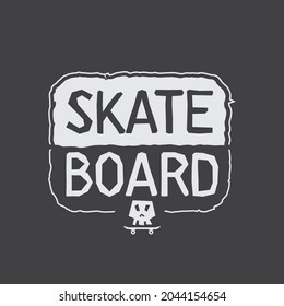 Vector illustration on the theme of skateboard and skateboarding. Skull typography, t-shirt graphics, print, poster, banner, flyer, postcard