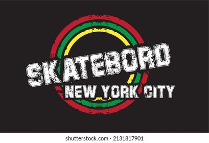 Vector illustration on the theme of skateboard, skateboarding. Typography, t-shirt graphics, poster, print, banner, flyer, postcard
