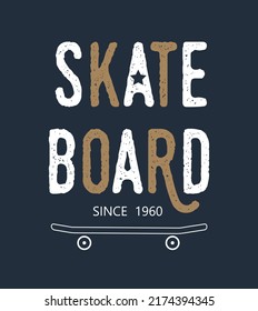 Vector illustration on the theme of skateboard (T-shirt print)