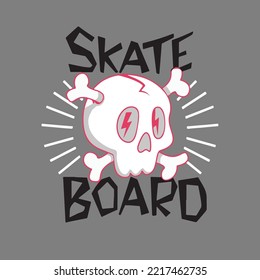 Vector illustration on the theme of skateboard and skateboarding. Grunge background. Street art design. Typography, t-shirt graphics, print, poster, banner, flyer, postcard