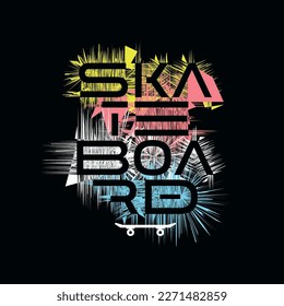 Vector illustration on the theme of skateboard and skateboarding. Sport typography, t-shirt graphics, print, poster, banner, flyer, postcard