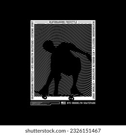 Vector illustration on the theme of skateboard in New York City. Vintage design. Typography, t-shirt graphics, print, poster, banner, flyer, postcard