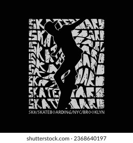 Vector illustration on the theme of Skateboard. t-shirt graphics, poster, banner, flyer, print and postcard