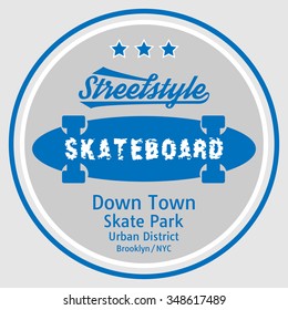 Vector illustration on the theme of skateboard and skateboarding. Typography, t-shirt graphics, poster, banner, flyer, postcard