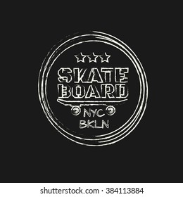 Vector illustration on the theme of skateboard and skateboarding of New York, Brooklyn.  Typography, t-shirt graphics, poster, banner, flyer, postcard