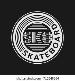 Vector illustration on the theme of skateboard and skateboarding. Typography, t-shirt graphics, poster, print, banner, flyer, postcard