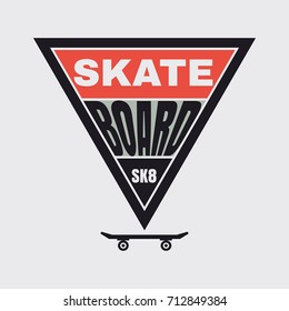 Vector illustration on the theme of skateboard and skateboarding. Typography, t-shirt graphics, poster, print, banner, flyer, postcard