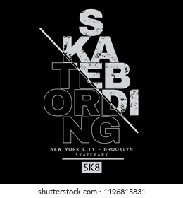 Vector illustration on the theme of skateboarding and skateboard in New York City, Brooklyn. Sport typography, t-shirt graphics, poster, print, postcard