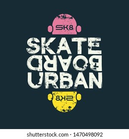 Vector illustration on the theme of skateboarding and skateboard. Typography, t-shirt graphics, print, poster, banner, flyer, postcard