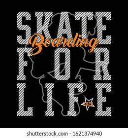 Vector illustration on the theme of skateboarding and skateboard in New York City.Vintage design. Grunge background. Typography, t-shirt graphics, print, poster, banner, flyer, postcard - Vector