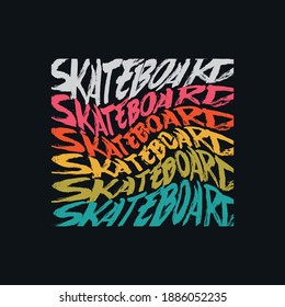 Vector illustration on the theme of skateboarding and skateboard in New York City. Vintage design. Grunge background. Sport typography, t-shirt graphics, poster, print, postcard