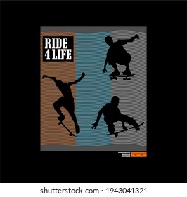 Vector illustration on the theme of skateboarding and skateboard in New York City. Vintage design. Grunge background. Typography, t-shirt graphics, print, poster, banner, flyer, postcard - Vector