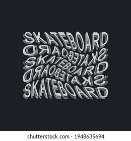 Ilustración vectorial sobre el tema del skateboarding y el patinaje. Tipografía, gráficos para camisetas, impresión, afiche, pancarta, volante, postal