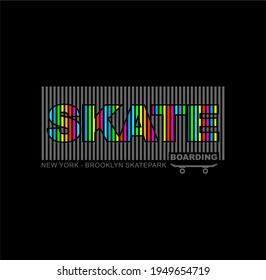 Vektorgrafik zum Thema Skateboard und Skateboard in New York City. Vintage-Design. brüchiger Hintergrund. Typografie, T-Shirt-Grafik, Druck, Poster, Banner, Flyer, Postkarte - Vecto
