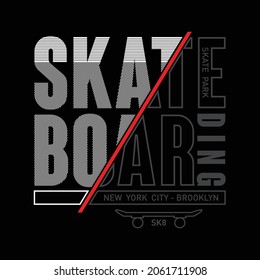 Vector illustration on the theme of skateboarding and skateboard in New York City, Brooklyn. Vintage design. Grunge background. Sport typography, t-shirt graphics, poster, print, postcard