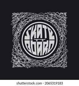 Vector illustration on the theme of skateboarding and skateboard. Typography, t-shirt graphics, poster, print, postcard