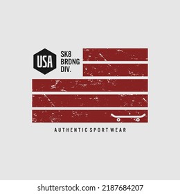 Vector illustration on the theme of skateboarding and skateboard in New York City, Brooklyn. Sport typography, t-shirt graphics, poster, print, postcard
