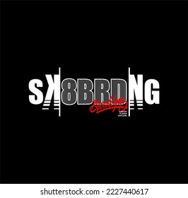 Vector illustration on the theme of skateboarding and skateboard in New York City. Sport typography, t-shirt graphics, poster, print, postcard