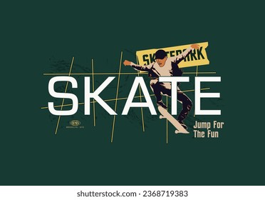 Vector illustration on the theme of skateboarding . Sport typography, t-shirt graphics, poster, print, postcard