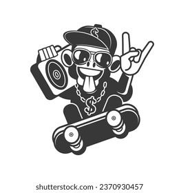 Vector illustration on the theme of skateboarding and skateboard in New York City for streetwear and urban style t-shirts design, hoodies, etc