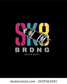 Vector illustration on the theme of skateboarding and skateboard in New York City. Sport typography, t-shirt graphics, poster, print, postcard