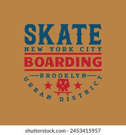 Ilustración vectorial sobre el tema de skateboarding y skateboard. Diseño de Antiguas. Fondo grunge. Tipografía, gráficos de camiseta, póster, impresión, postal