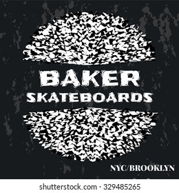 Vector illustration on the theme of skateboarding in New York, Brooklyn. Typography, t-shirt graphics, poster, banner, flyer, postcard
