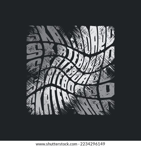 Vector illustration on the theme of skateboarding and skateboard. Vintage design. Grunge background. Typography, t-shirt graphics, print, poster, banner, flyer, postcard