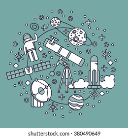 Vector illustration on the theme of space research