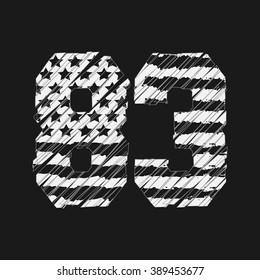 Vector illustration on the theme of sport. Stylized American flag. Grunge design. Typography, t-shirt graphics, poster, print, banner, flyer, postcard