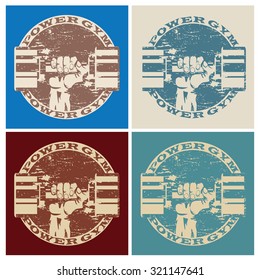 Vector illustration on the theme of sports, old school gyms and power sports