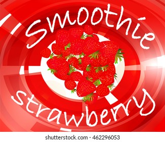 Vector illustration on the theme of a strawberry smoothie 