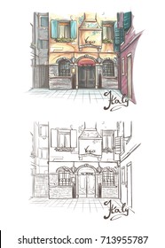 Vector illustration on the theme of the streets of Venice in tender pastel color