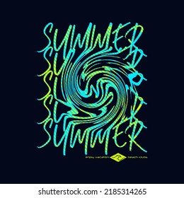 Ilustración vectorial sobre el tema de la playa de verano. Diseño de época. tipografía, gráficos de camisetas, impresión, afiche, pancarta, volante, postal