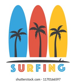 Vector illustration on the theme of surf a. Typography, t-shirt graphics, print, poster, banner, flyer, postcard